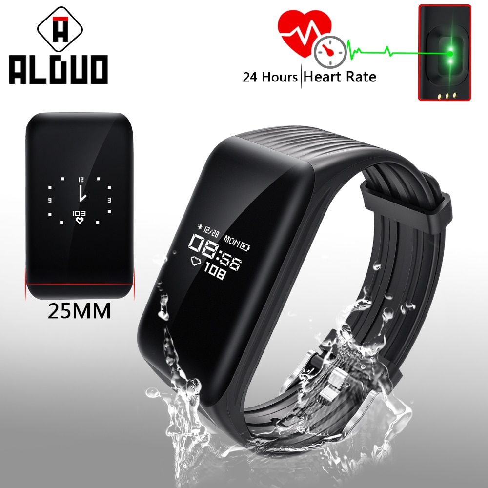 Alangduo K1 Fitness Tracker Smart Armband Oled-scherm Real Time Hartslagmeter Sport Activiteit Tracker Waterdicht Polsbandje