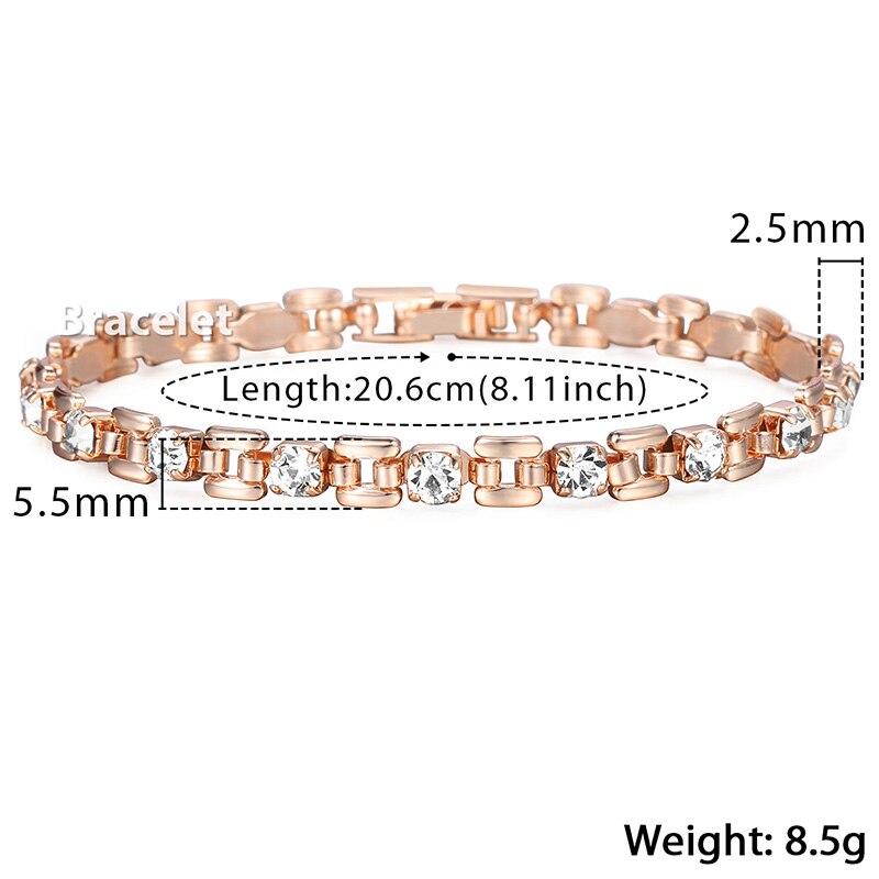 Davieslee-pulsera de oro rosa 585 para mujer, joyería cuadrada Bismark, varios colores, piedra CZ, , 5,5mm, LGBM101: GB440