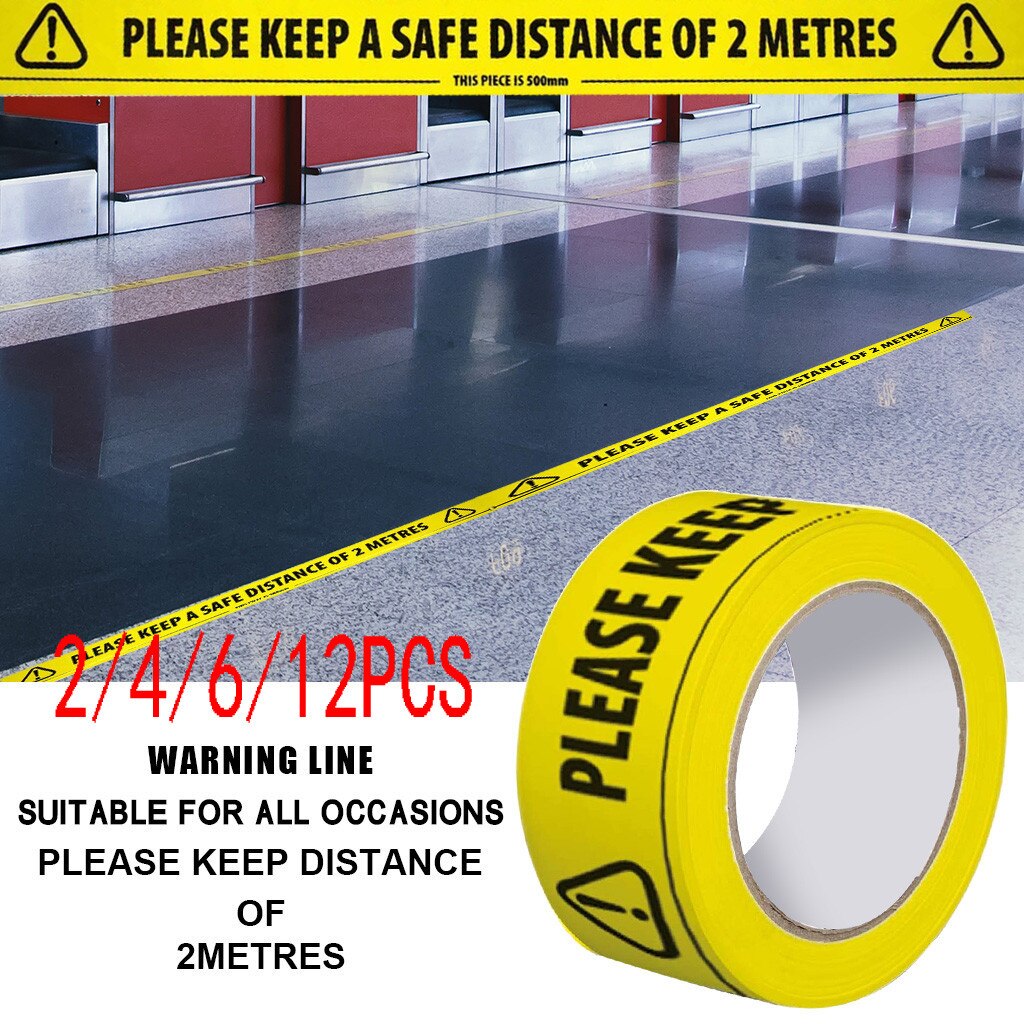 2/4/6/12 pcs Safety Tape 2m Metre Apart Social Safe Distancing Floor Tape 33 m x 48mm For supermarkets, banks, hospitals
