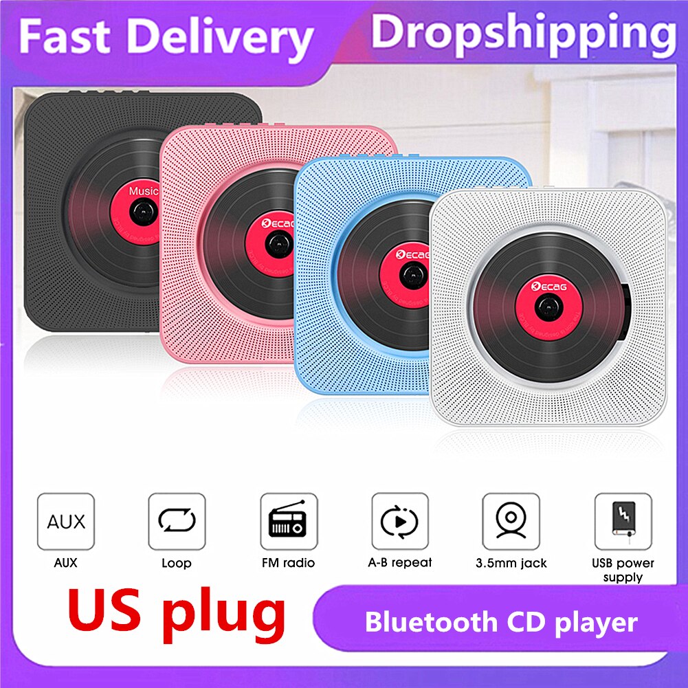 Wandmontage Cd Surround Sound Fm Radio Bluetooth Us Plug Disk Draagbare Muziekspeler Afstandsbediening Stereo Speaker Thuis