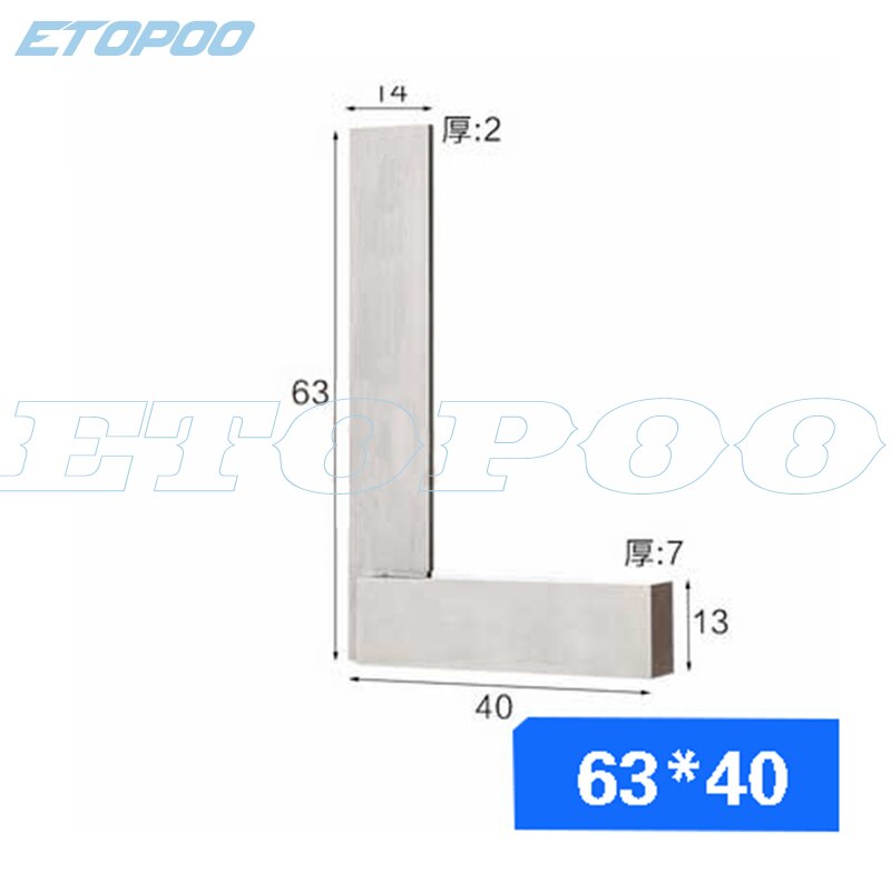 90 Degree Right Angle Engineer Set Precision Ground Steel Hardened Angle Ruler Measurement Tool: 63X40mm