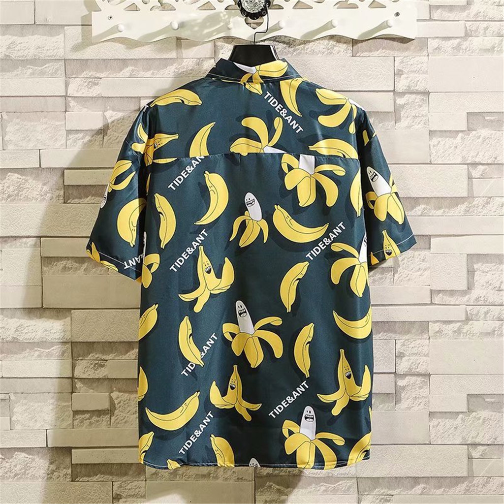 Men's Hawaiian Shirts camisa masculina Short Sleeve Fruit Print Shirt Vacation Casual Shirt para hombre Vacation Shirt Clothes