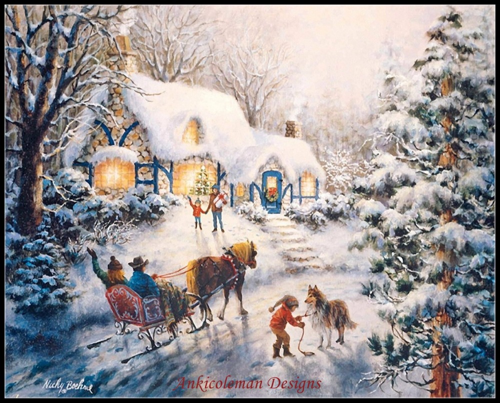 Broderie point de croix compté Kits couture-artisanat 14 ct DMC couleur bricolage Arts fait main décor-paysage 228 w x 182 h