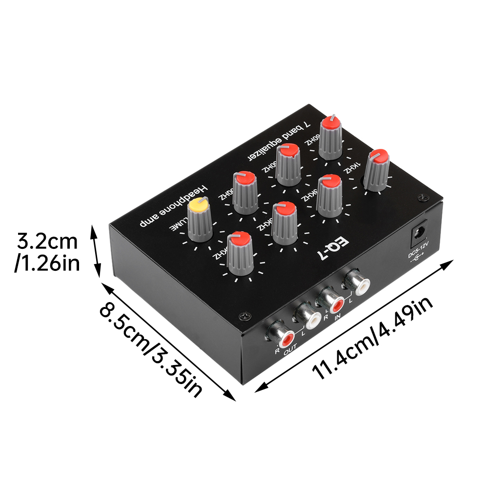EQ-7 DC5-12V 7 Stage Equalizer Audio Amplifier High Medium Low Adjustable Preamplifier Audio For Phones Computers Earbuds Soun
