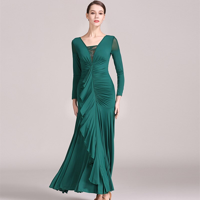 Grün Standard frauen tänze kleider für ballsaal tanzen walzer ballsaal Standard kleid modern tanzen kostümich tanzen tragen
