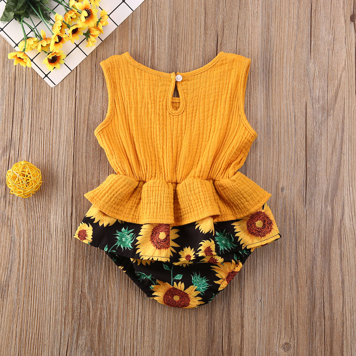 Baby peuter baby meisjes ruches jumpsuit 0-24m mouwloze bloemen print bodysuit zonnepak outfit kleding