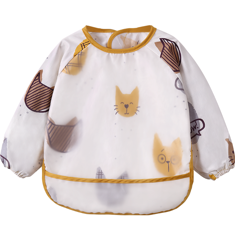 Leuke Cartoon Baby Zelf Voeden Slabbetjes Waterdichte Baby Eten Bib Met Pocket Kinderen Tekening Lange Mouwen Kinderen Schort Baby Dingen: A / 100(80-90cm)