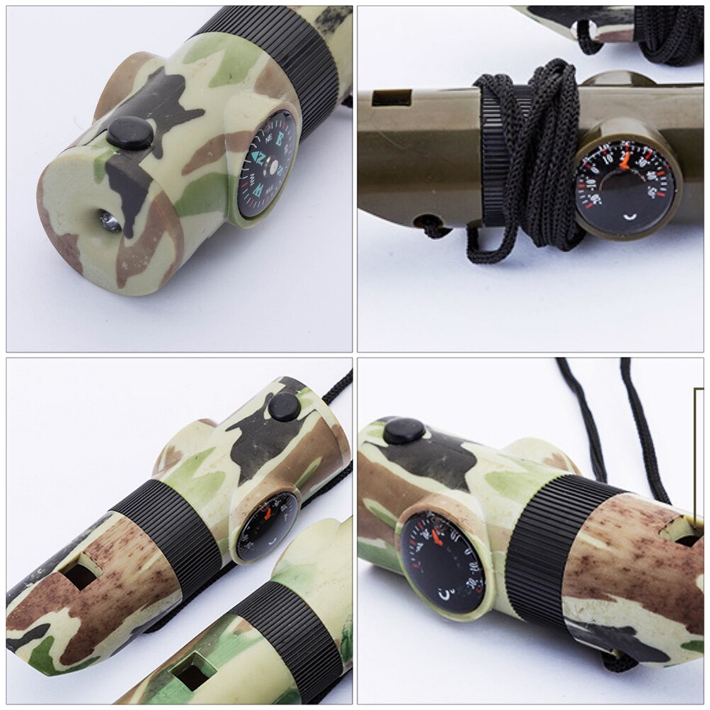 3Pcs 7-In-1 Outdoor Multifunctionele Fluitjes Led Kompas Fluitjes