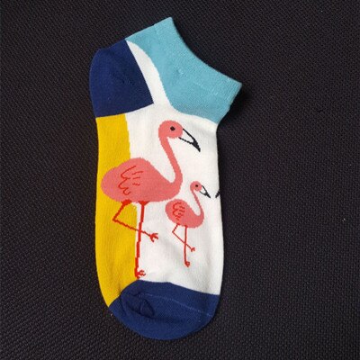 5pairs/lot Cotton Flamingo Socks Women Colorful Harajuku Funny Flamingo Women Kawaii Happy Comfortable Motion Sock: 4 / US5.5-7.5