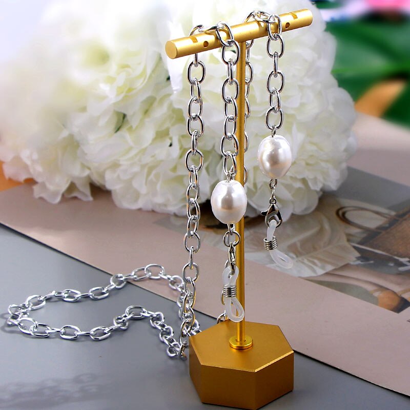 Collar de 70cm para mascarilla facial para mujer, cadena de Metal de Color dorado para gafas, cadenas en el cuello, soporte antideslizante, cuerda, accesorios de joyería: 017927SL