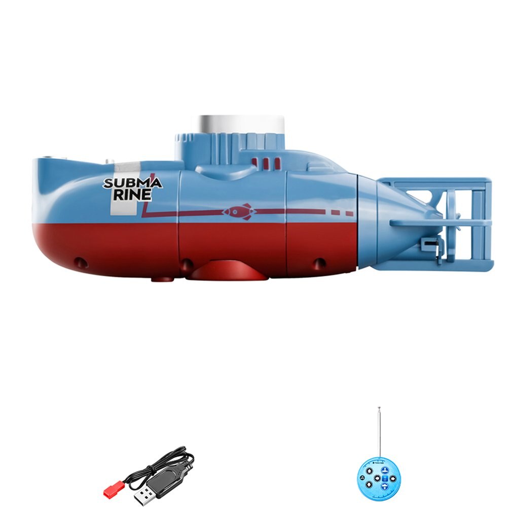 Mini RC Submarine 6 Channel Remote Control Boat Ship Waterproof Diving Toy Simulation Model For Kids: Blue