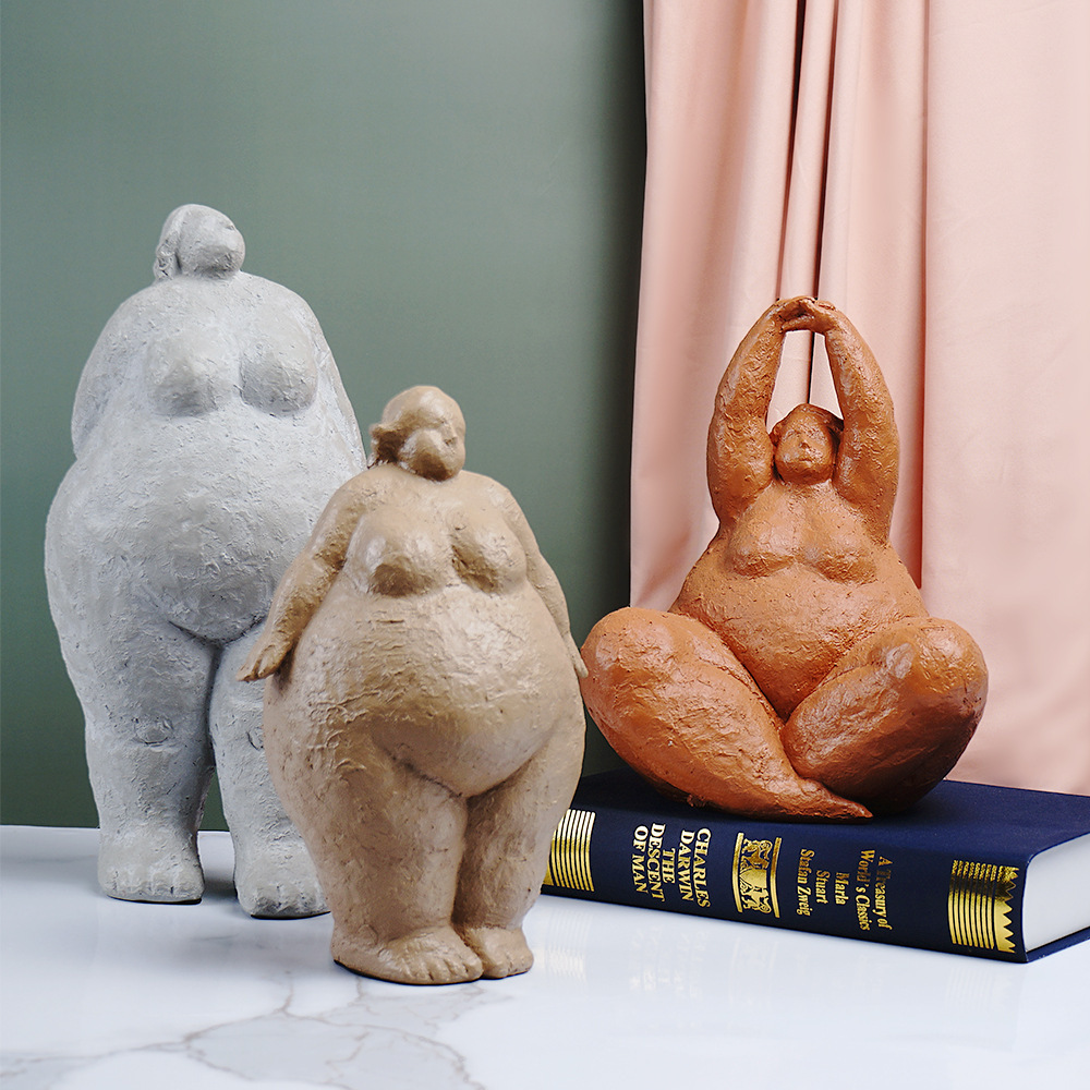 Abstract Fat Lady Figurines Art Yoga Plump Women Statues Resin Female Character Tabletop Decor Crafts Home Decoration Ornaments