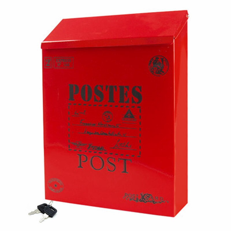 Retro outdoor mailbox withe key lock rain protection suggestion Metal Boxes Newspaper Letter Post Storage Home Garden Supplies