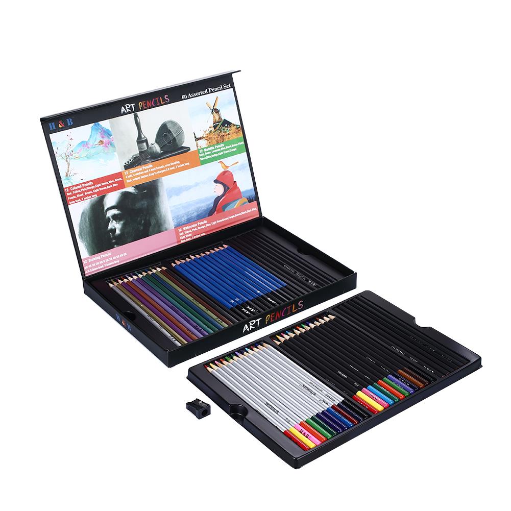 Sketch Pencil Set Sketch Pencil Painting Tool Set Stationery Crafts Student Graffiti Artist Art Supplies Drawing 60pcs Portable
