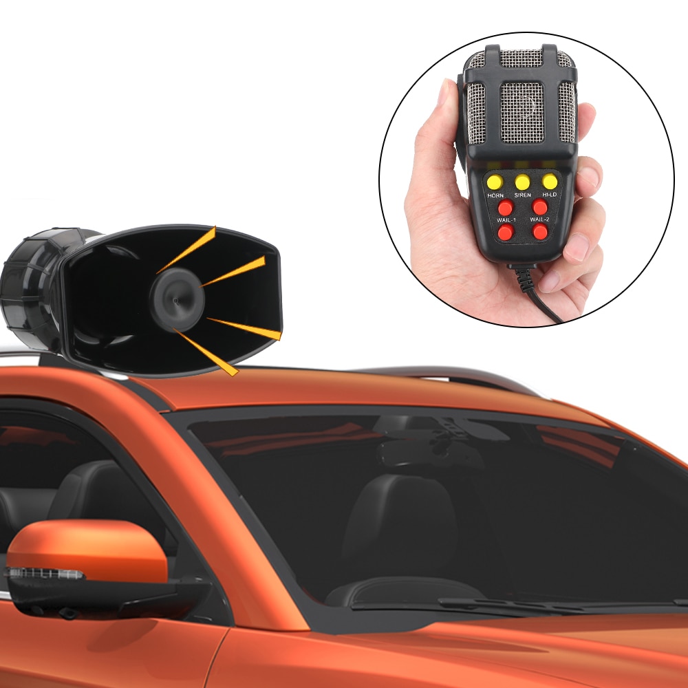 Car Horn Speakers Loud Emergency Amplifier Hooter Tone Mic PA System Car Warning Alarm Police Siren Air Horn Megaphone 12V100W