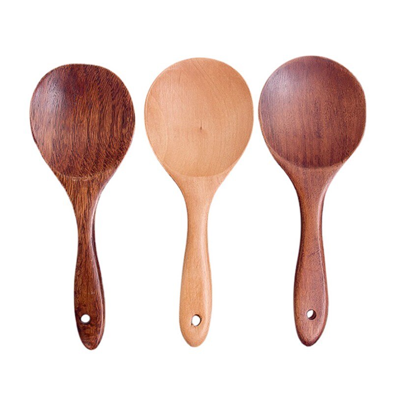 Home Rice Paddle Wood Rice Spoon Kitchen Spatula Non-stick Wooden Rices Serving Spoons Cooking Utensil Kitchen Accessories