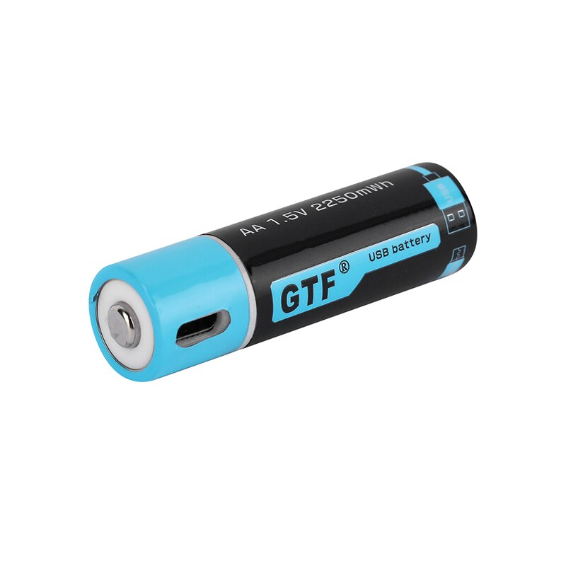 GTF1.5V usb aa リチウムイオンバッテリー 2550mwh 1500 2600mah の 100% 容量リチウムポリマー usb 充電式リチウム usb バッテリー usb ケーブル