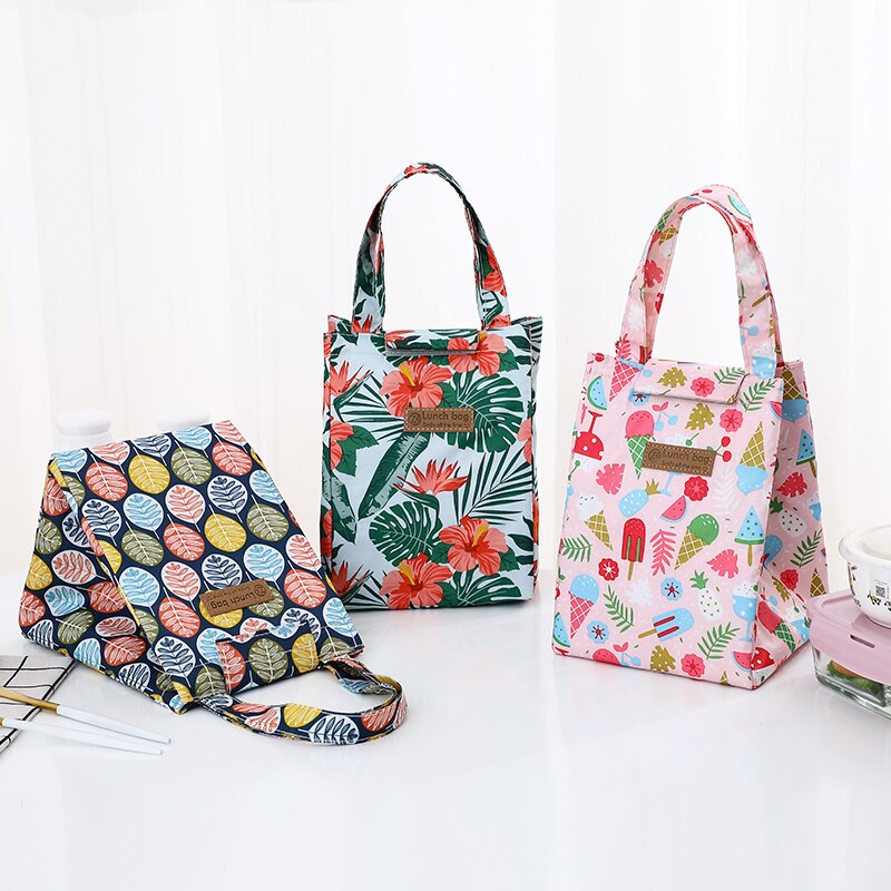 QQD Lunch Bag Multifunction Cooler Bag Multicolor Waterproof Women Hand Pack Thermal Breakfast Box Portable Picnic Causal Travel
