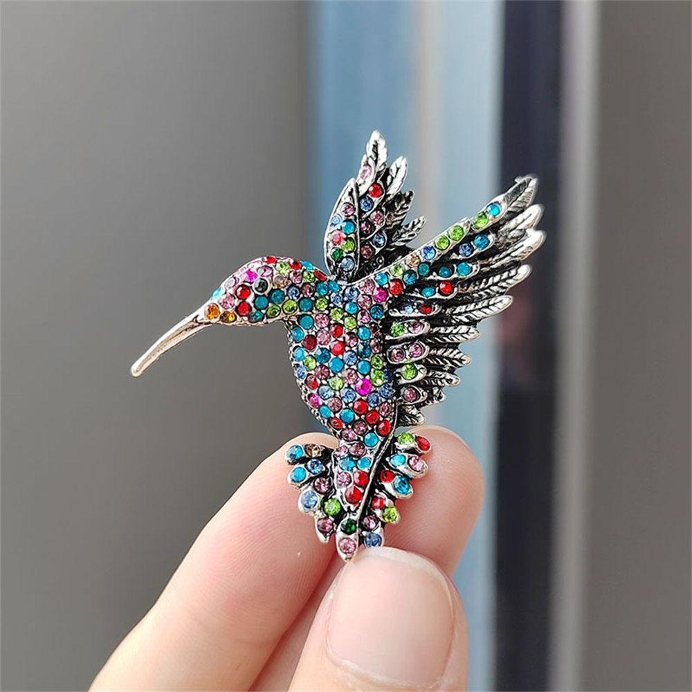 Men Birds Pin Brooch Colorful Rhinestone Brooches For Women Hummingbird Animal Pins Clothing Accessories Party Jewelr %s: Pure Gold Color