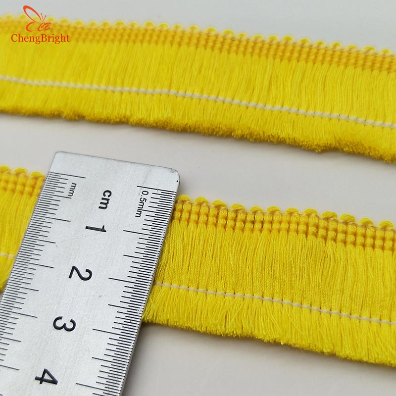 CHENGBRIGHT-frange en dentelle garniture frange | 1 cour 2.5cm de large, garniture frange, pour robe latine, vêtement de scène, accessoires dentelle, ruban: Yellow