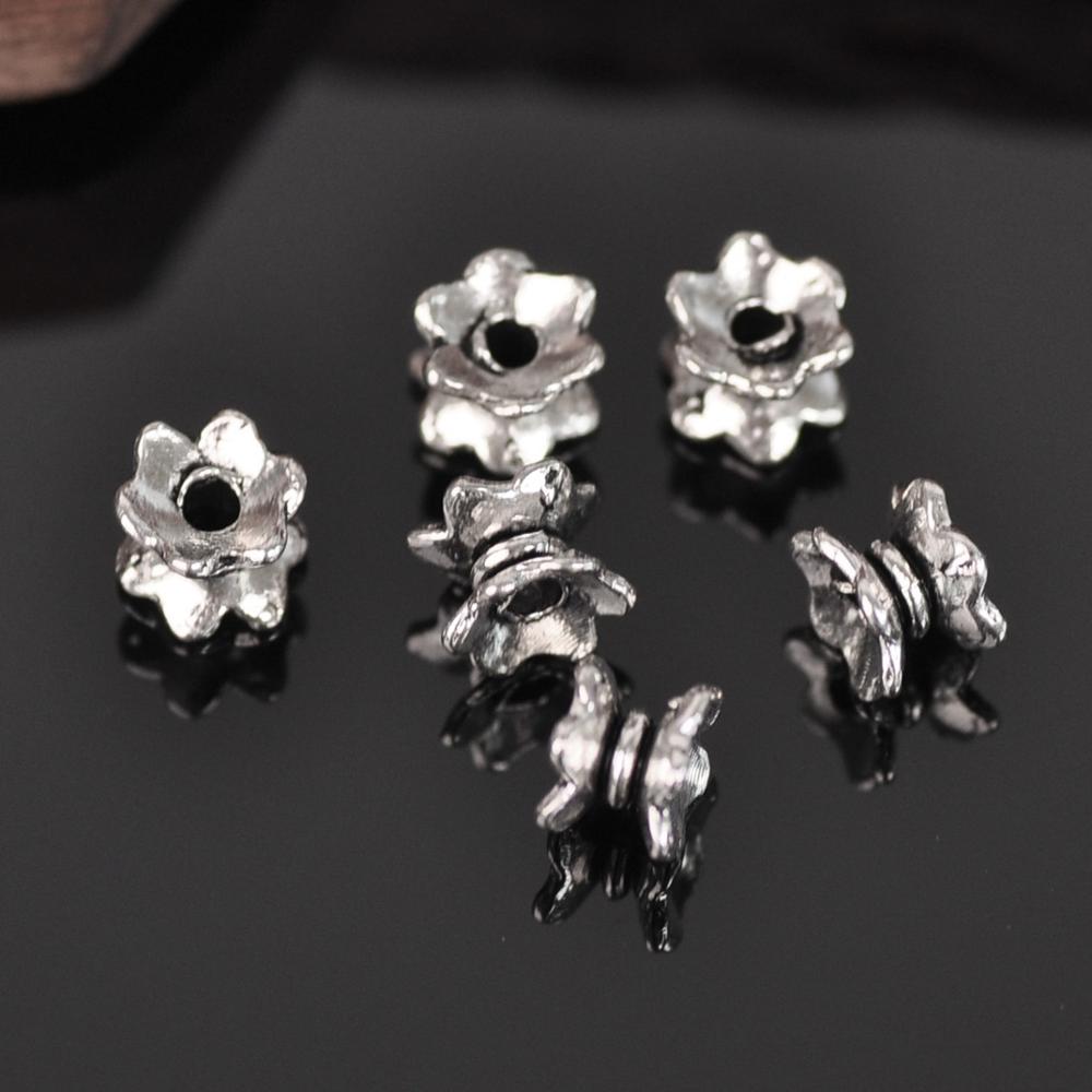 50 stücke Tibetischen Silber Farbe 7x4mm Metall verlieren Abstandshalter Perlen viel für Schmuck, sterben DIY Handwerk