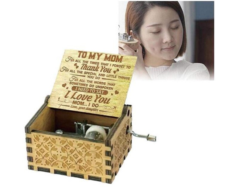 Gegraveerde muziekdoos - jij bent mijn zonneschijn, voor mama van dochter - ik hou van je mama