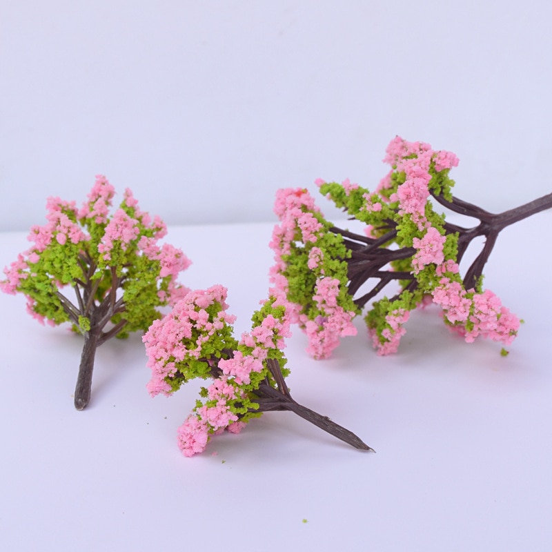 7 PCS WJDG Modell rosa kunststoff modell baum DIY material micro landschaft modell baum Microlandscape layout