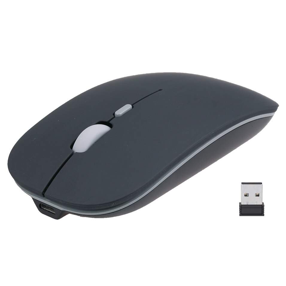 Trådlös datormus laddningsbara möss för laptop notebook ultratunn 2.4g optisk mus med usb-mottagare luftmus: Matte svart