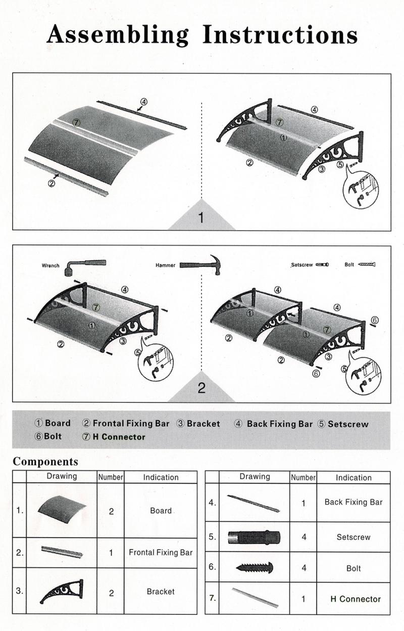 1Pc Door Canopy Awning Shelter Porch Front Rain Roof Back Patio Outdoor Shade Cover Multi-size Durable Door Canopy Awning HWC: 80cmX120cm