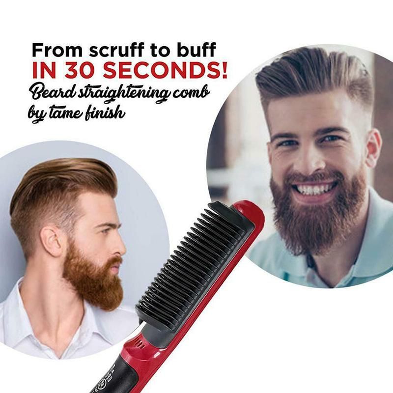 Multifunktionel hårglatte børste styler kam mænd varme keramisk elektrisk skæg glattejern glattebørste