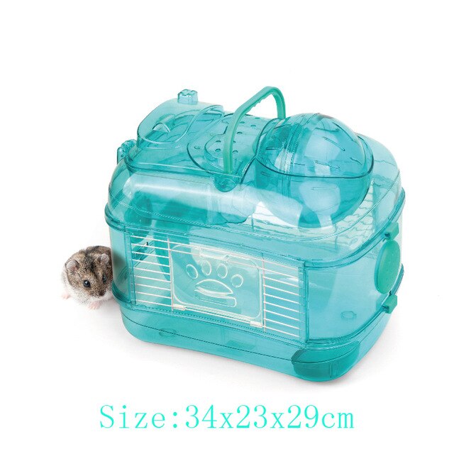 dessin animé acrylique Hamster maison Double cristal sport cobaye grande Villa écureuil Cage rose bleu petit nid pour animaux de compagnie: Type 2