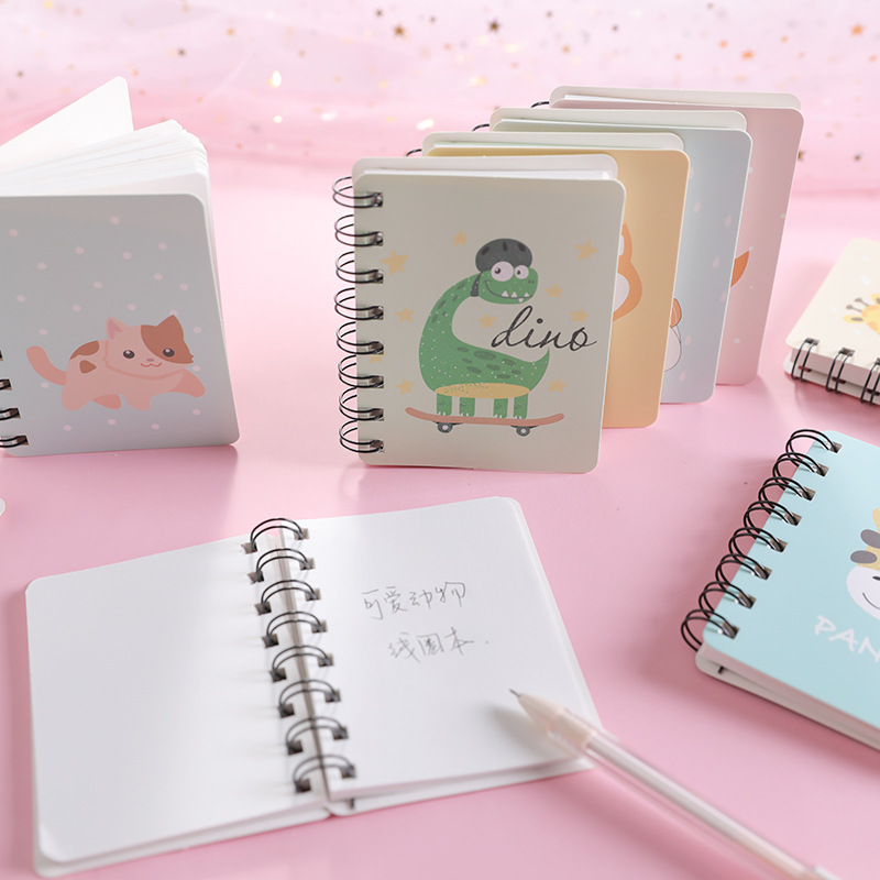 Small Fresh Cartoon Animal Rollover Coil This Student Portable A7 Notepad Notebook Pocket 80Pieces