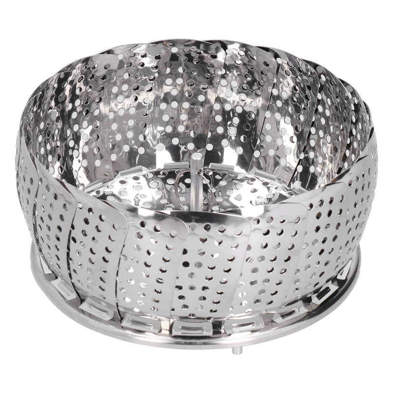 Panier à vapeur rétractable en acier inoxydable, 28cm de diamètre, support pliable pour accessoires de cuisson à la maison