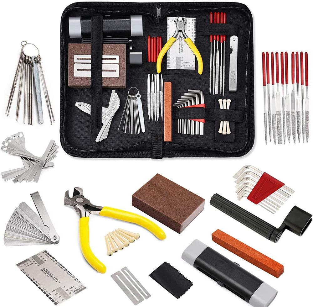 45Pcs Gitaar Repareren Onderhoud Tool Kit, gitaar Setup Kit Reparatie Tools Met Draagtas Grote Zorg Set Van Tools