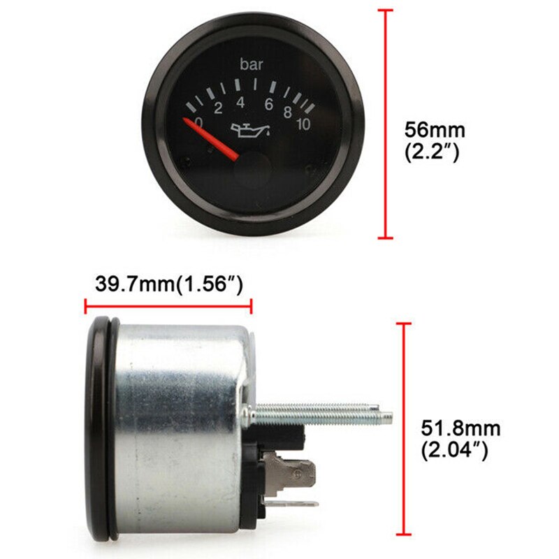 Oil Pressure Indicator Supplementary Instrument 0-10 Bar Gauge 52mm Cockpit Int