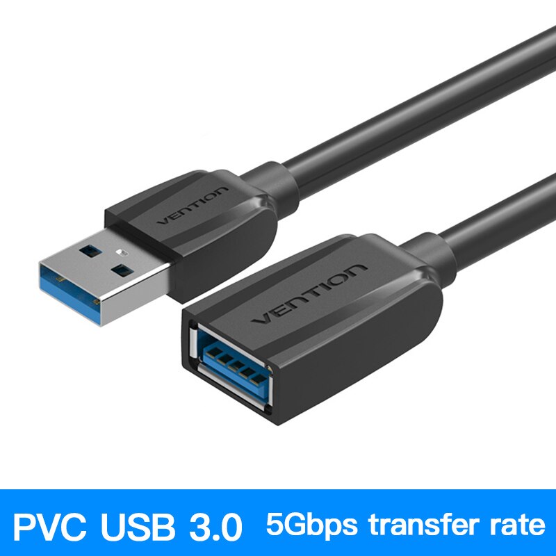 Vention USB Extension Cable 3.0 Male to Female USB Cable Extender Data Cord for Laptop PC Smart TV PS4 Xbox One SSD USB to USB: 3.0 Black A45 / 0.5m