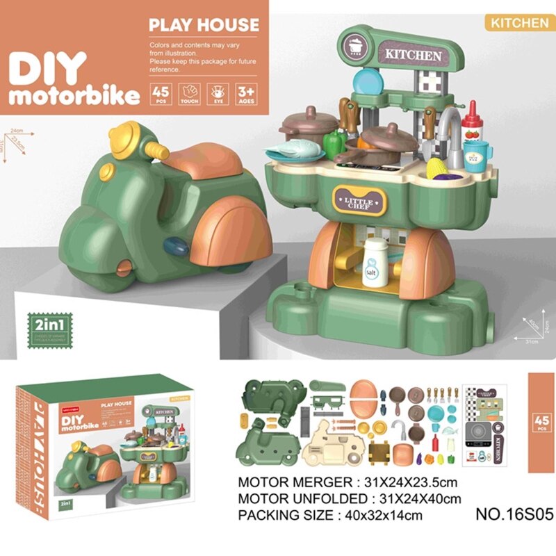 Outils de réparation interactifs, jeu de Simulation, maison de jeu de cuisine pour enfants, jouet de moto de Simulation