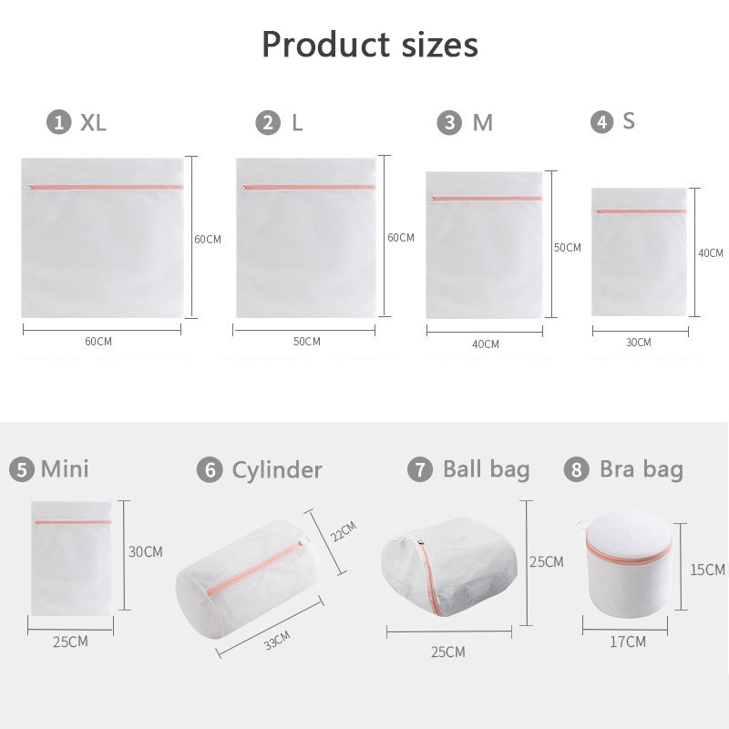 Fresh Solid Laundry Washing Bag Beautiful Zippers High Density Permeable Mesh Large Washing Machine Protection Bags For Clothes