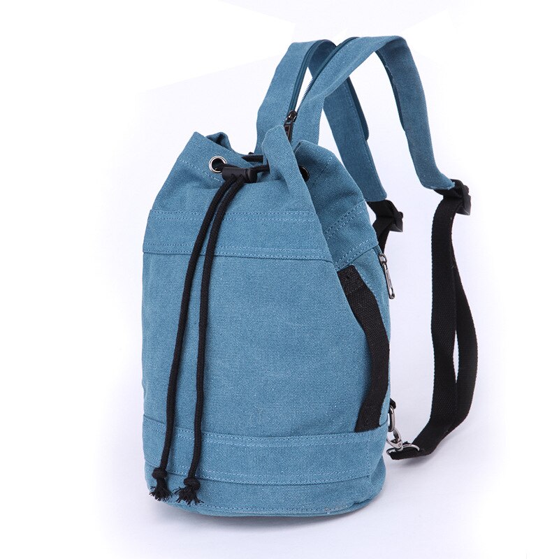 Brand Men's Casual Backpack Korean Canvas Shoulder Bag Trend Couples Basketball Bag Drawstring School Daypack: small sky blue