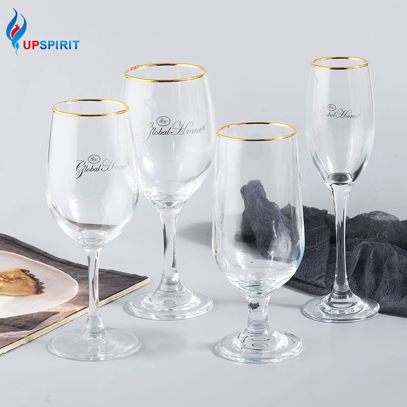 Copas de champán con borde dorado upspirit, juego de vasos para agua y zumo, para cóctel, vino, whisky, bar, bodas y fiestas.