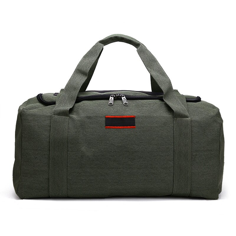 Große vintage-reisetasche aus canvas mit großem fassungsvermögen, tragbar, einfarbig, ideal für outdoor-aktivitäten, sport, zum aufhängen, verstellbar.
