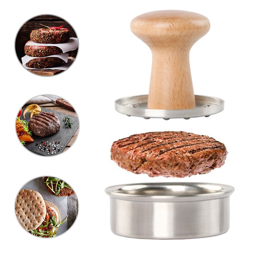 Rund form hamburger trykk rustfritt stål hamburger kjøtt biff grille burger trykk patty maker form form kjøkkenverktøy
