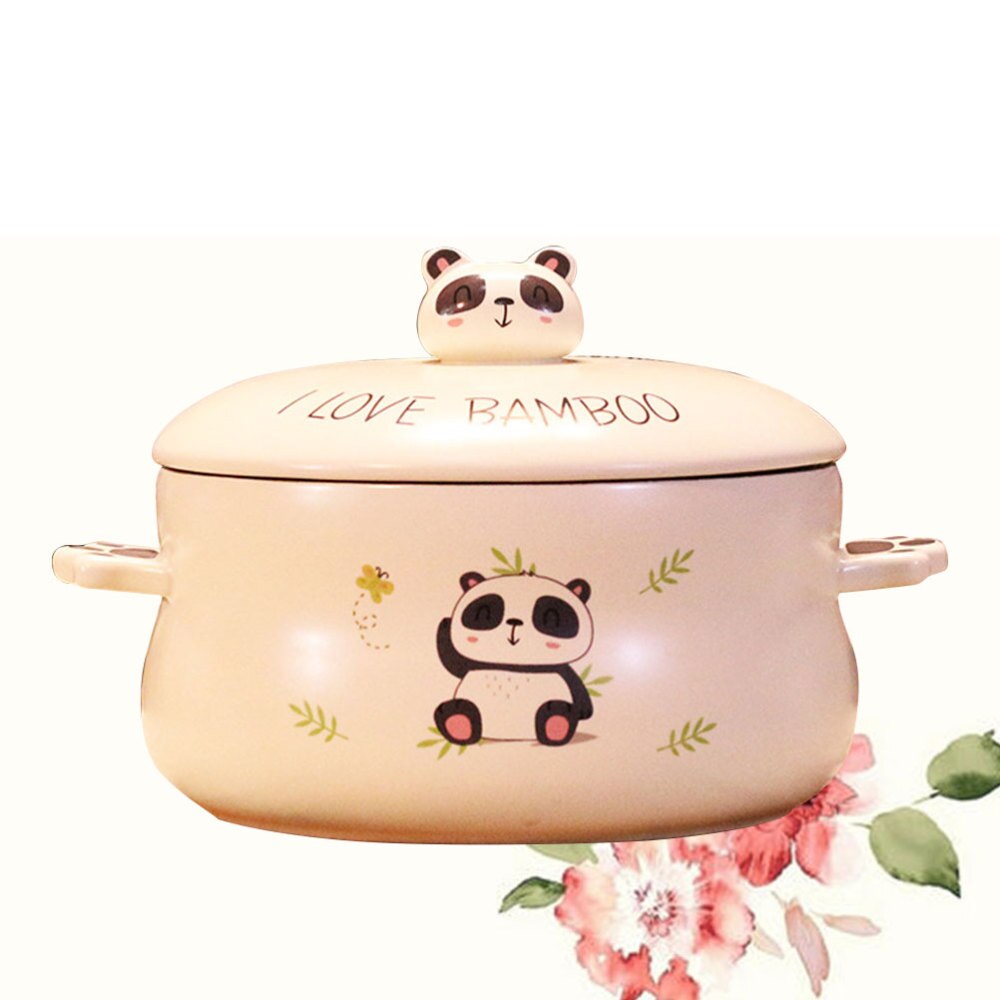 Adorable Panda Ceramic Bowl Instant Noodle Bowl Practical Kitchen Tableware (Thinking Panda): Picture 1