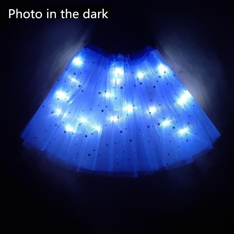 Lys førte pige børn tøj stjerne tutu nederdel prinsesse fest tutus tyl pettiskirt barn ballet dans halloween: Himmelblå