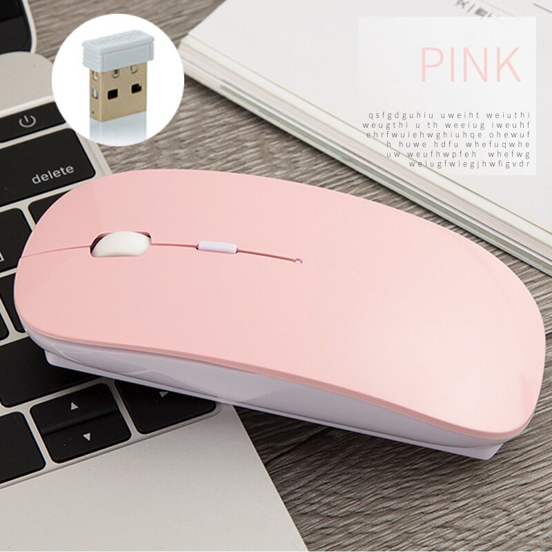 Wireless Mouse USB Receiver Rechargeable Mice for xiaomi/Dell/Hp/Lenovo/Acer/Asus Silent Bluetooth Mouse for Computer Laptop Pc: Wireless Pink