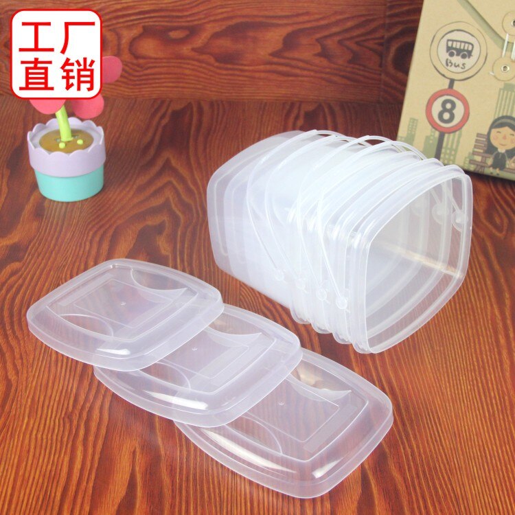 Plast fyrkantig genomskinlig hink med lock 2l bärbara kräftor packning korg kruka inlagd fiskfat