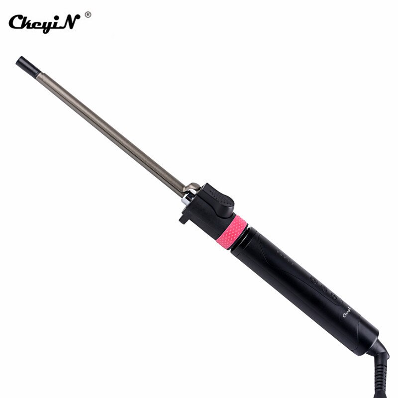 Professionelle Keramik Haar Curler Dreh Eisstockschießen Eisen Zauberstab Eisstockschießen Bügeleisen LCD Zauberstab Lockenwickler 110-240V Temperatur Einstellung Clip