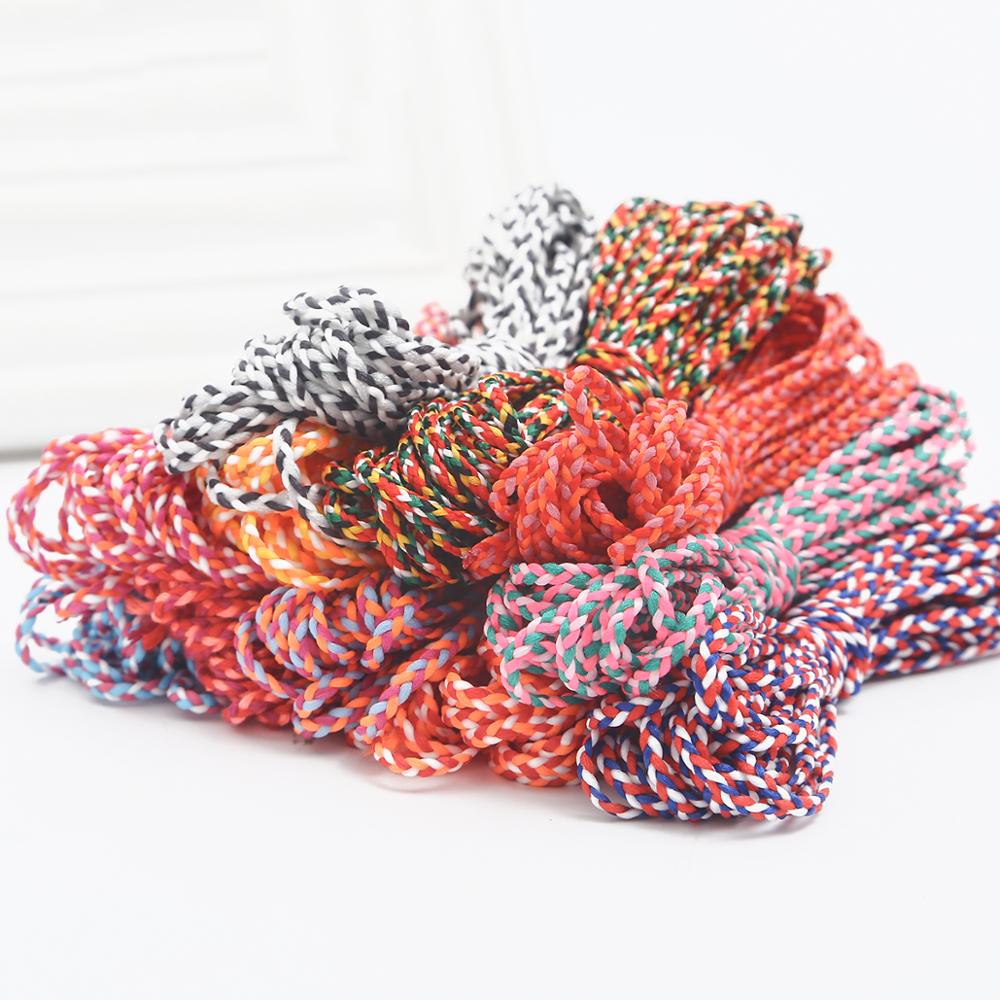 5M Veelkleurige Polyester Katoen Gevlochten Touw String Koord Voor Diy Armband Ketting Sieraden Makings Accessoires 2Mm