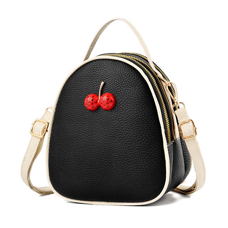 Yogodlns, bandoleras de piel sintética a la , Mini bolso cruzado redondo para mujer, bolso cruzado para chicas lindas Teenger, paquete de de cereza: Black