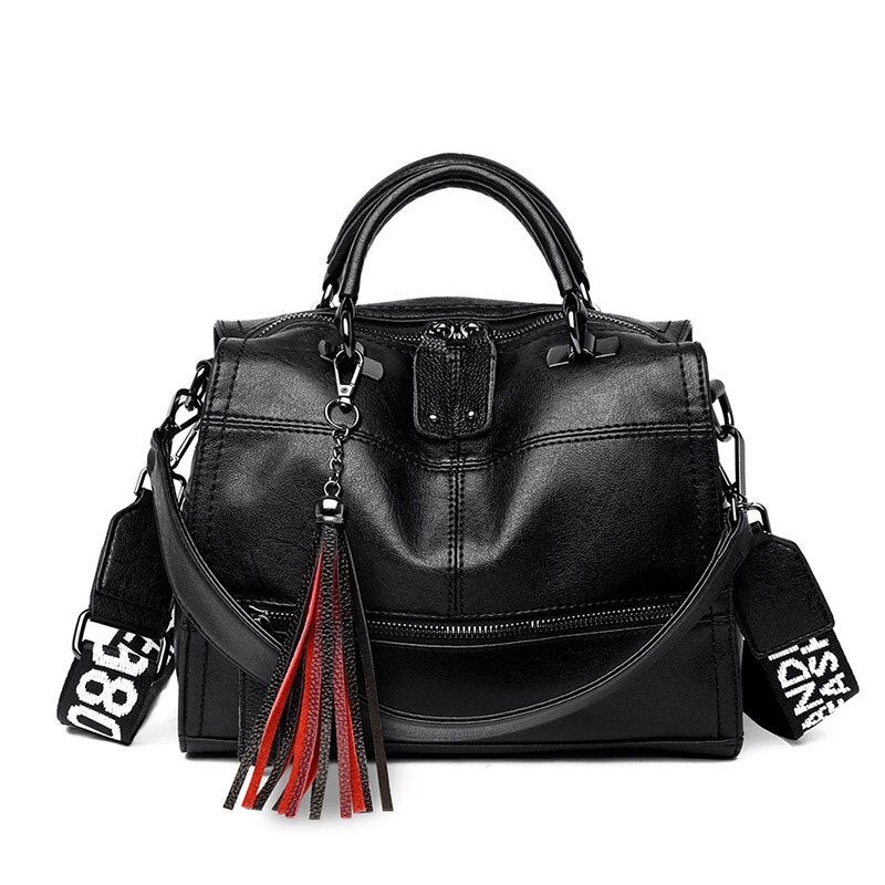 sorf PU Leather Women Handbags Large Capacity Tote Bag Shoulder Bag Crossbody Bags For Women bag sac a main: Black